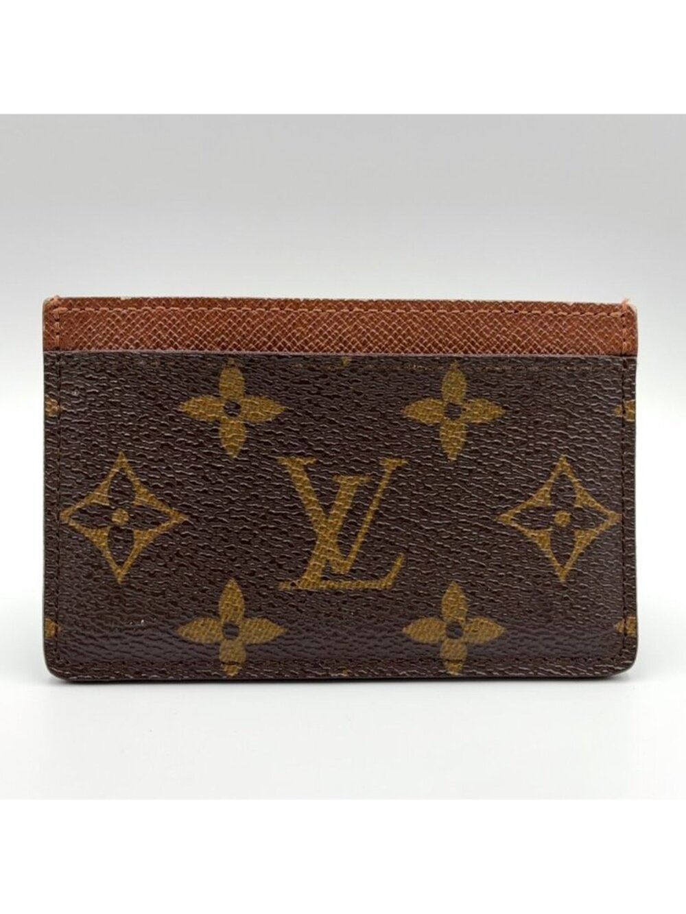 Louis Vuitton Porte Cartes Simple Monogram Leather Brown Light Card Case